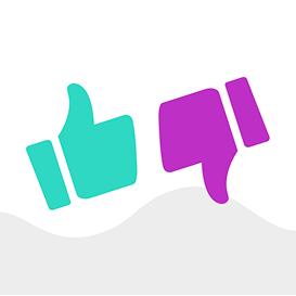 Thumbs up and thumbs down icons.